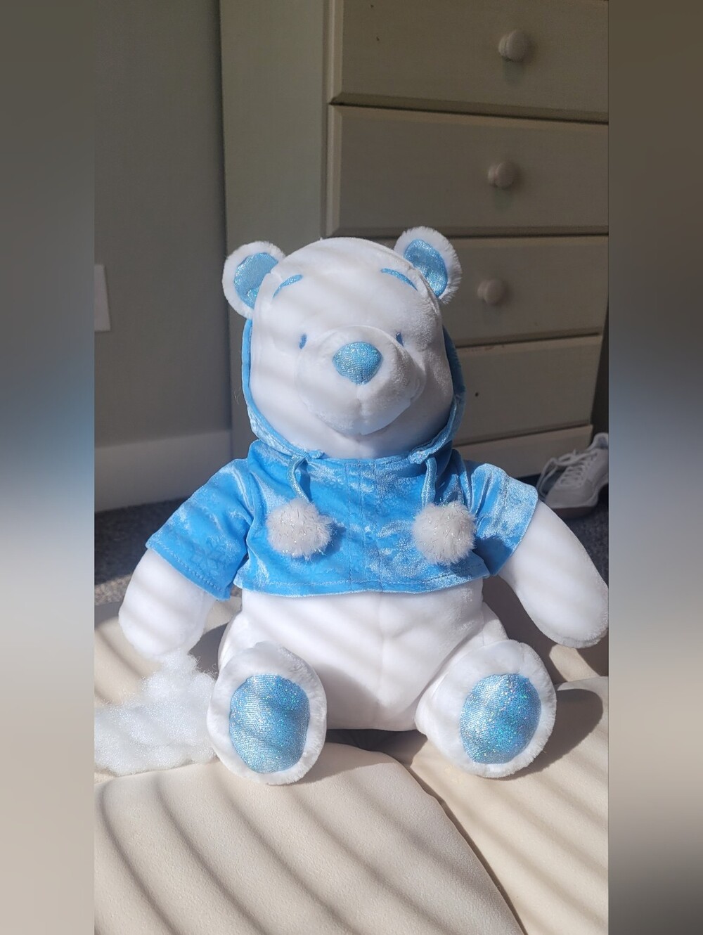 Snow Flake Pals Plush Winnie The Pooh Bear in Blue Hoodie - Soft Kids Toy